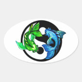 Sticker Ovale Yin-Yang Koi Design (Devant)