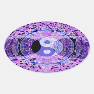 Sticker Ovale Yin Yang pourpre