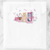 Sticker Ovale Yorkie Yorkshire Terrier habiller (Sac)