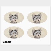 Sticker Ovale Yorkshire Terrier Puppy Peinture Chien original (Feuille)