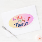 Sticker Ovale "You Made My Day" - feuille d'autocollant en Merci (Enveloppe)