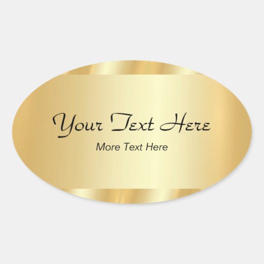Sticker Ovale Your Custom Text Elegant Script Template Gold (Devant)
