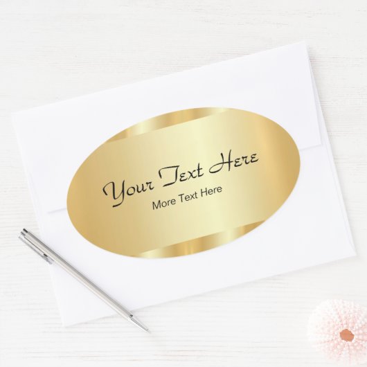 Sticker Ovale Your Custom Text Elegant Script Template Gold (Enveloppe)