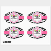 Sticker Ovale Zebra Stripes Cupcake Bakery (Feuille)