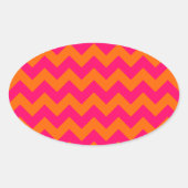 Sticker Ovale Zigzag orange et rose (Devant)