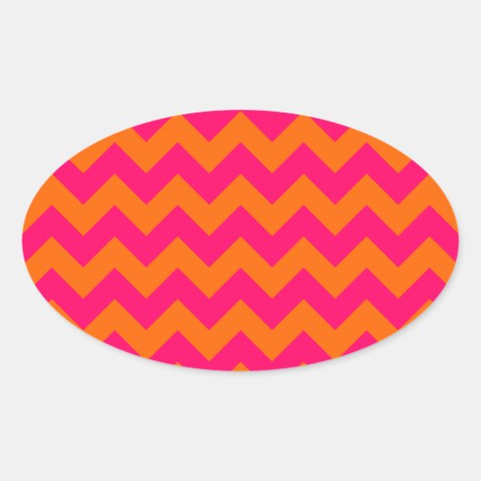 Sticker Ovale Zigzag orange et rose (Devant)