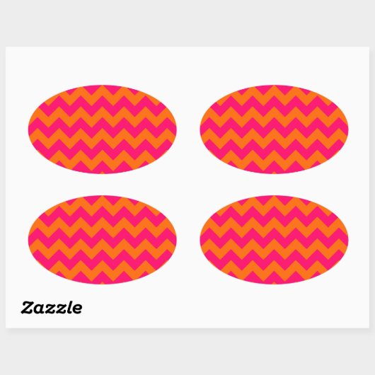 Sticker Ovale Zigzag orange et rose (Feuille)