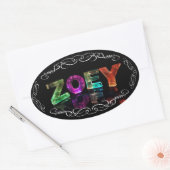 Sticker Ovale Zoey - Le nom Zoey dans les lumières 3D (photo) (Enveloppe)