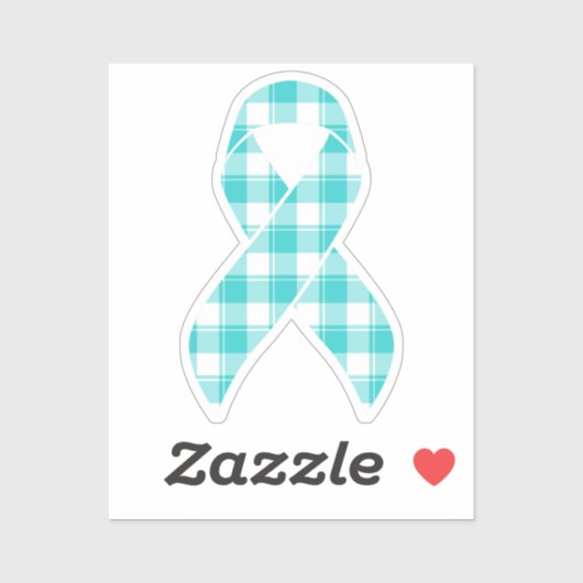 Sticker Ovarian Cancer Awareness Plaid Ribbon Teal (Feuille)