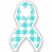 Sticker Ovarian Cancer Awareness Plaid Ribbon Teal (Recto)