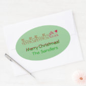 Sticker (ovl) - Santa en zijn Sleigh (Envelop)