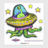 Sticker OVNI Alien Avec Tentacles Art (Feuille)