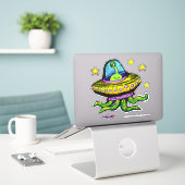 Sticker OVNI Alien Avec Tentacles Art (Ordinateur portable sur le bureau)