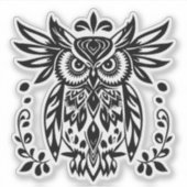 Sticker Owl Lovers Rustic Woodlands Black White Bohemian  (Devant)