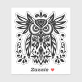 Sticker Owl Lovers Rustic Woodlands Black White Bohemian  (Feuille)