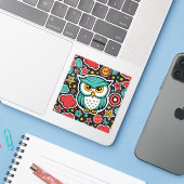 Sticker Owl se demande : (Ordinateur portable avec iPhone)