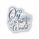 Sticker Oy to the World Hanoukka Juif Drôle (Devant)
