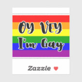 Sticker Oy Vey, je suis Gay Rainbow Flag mignon (Feuille)