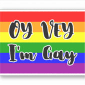 Sticker Oy Vey, je suis Gay Rainbow Flag mignon (Devant)