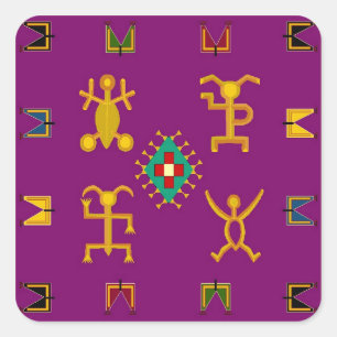Sticker paarse folkart egyptische pruim stijl nati