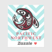Sticker Pacific Northwest Native American Killer Whale Art (Feuille)