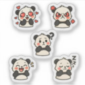 Sticker Pack - 5 leuke panda stickers (Voorkant)