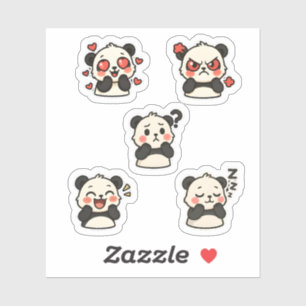 Sticker pack - 5 stickers panda mignons