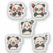 Sticker pack - 5 stickers panda mignons (Devant)