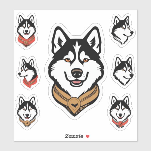 Sticker Pack Bundle Chien Sibérie Husky (Feuille)