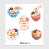 Sticker Pack Combo pour nouilles Ramen Kawaii (Feuille)