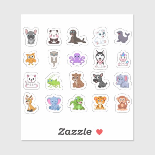 Sticker [Pack] Couper les animaux | Domesticted & Wild Ado (Feuille)