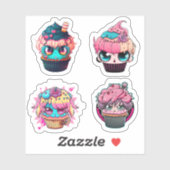 Sticker Pack Cyberpunk Cupcakes (Feuille)