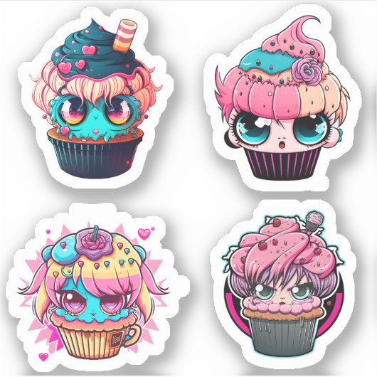 Sticker Pack Cyberpunk Cupcakes (Devant)