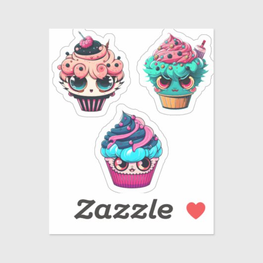Sticker Pack Cyberpunk Cupcakes (Feuille)