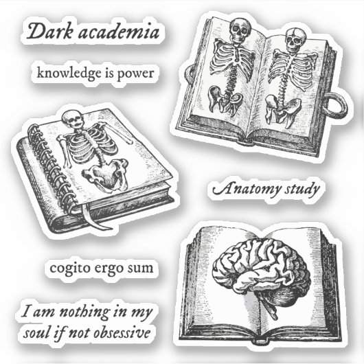 Sticker Pack d'anatomie universitaire sombre (Devant)