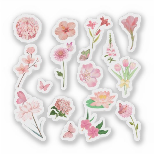 Sticker Pack d'autocollants à fleurs roses (Devant)
