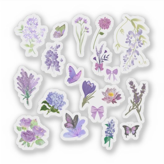 Sticker Pack d'autocollants à fleurs violettes (Devant)