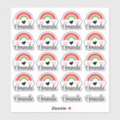 Sticker Pack d'autocollants Coeur arc-en-ciel mignon (Feuille)