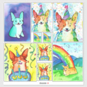 Sticker Pack d'autocollants Corgi aquarelle (Feuille)