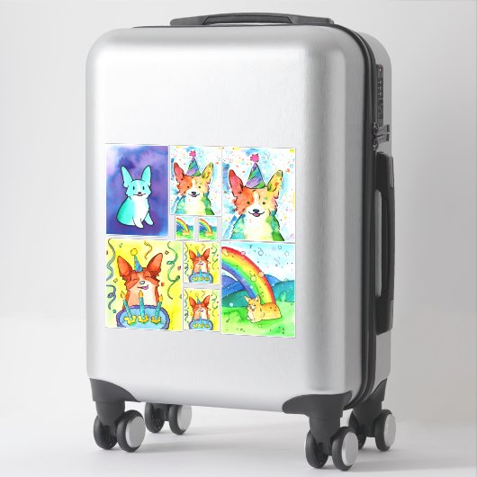 Sticker Pack d'autocollants Corgi aquarelle (Sur valise)