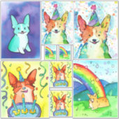 Sticker Pack d'autocollants Corgi aquarelle (Devant)