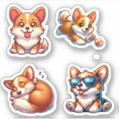 Sticker Pack d'autocollants Corgi mignon (Devant)