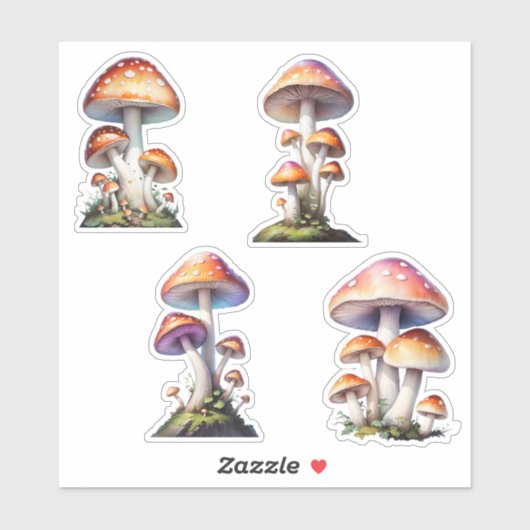 Sticker Pack d'autocollants de champignons Amanita rouge (Feuille)