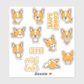 Sticker Pack d'autocollants de chiens Corgi mignons (Feuille)