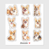 Sticker Pack d'autocollants de chiens corgis mignons (Feuille)