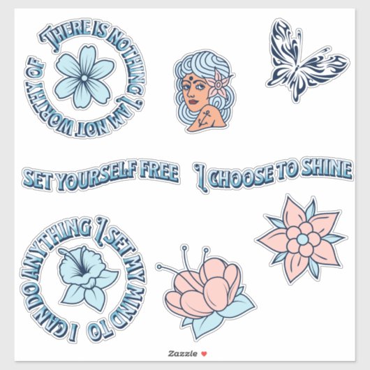 Sticker Pack d'autocollants de devis positif (Feuille)