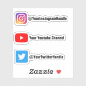 Sticker Pack d'autocollants de nom d'utilisateur de médias (Feuille)