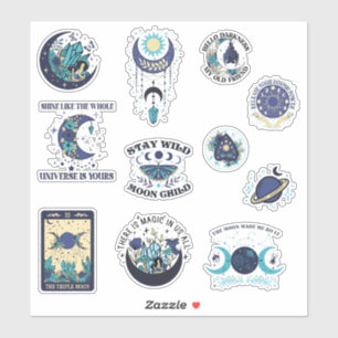Sticker Pack d'autocollants de sorcière de lune mystique