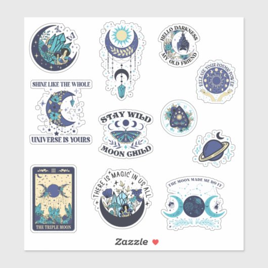Sticker Pack d'autocollants de sorcière de lune mystique (Feuille)