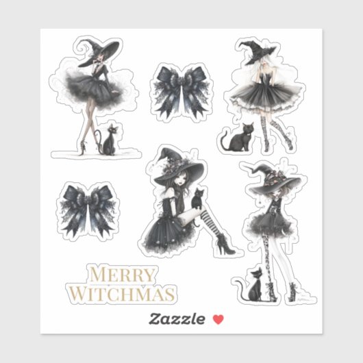 Sticker Pack d'autocollants de sorcière gothique Merry Wit (Feuille)